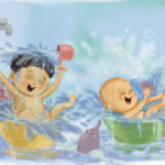 La hora del baño para Chunnu y Munnu